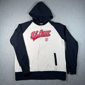 New Era U.S. Soccer Hoodie Men's Large Cream/Navy Full Zip